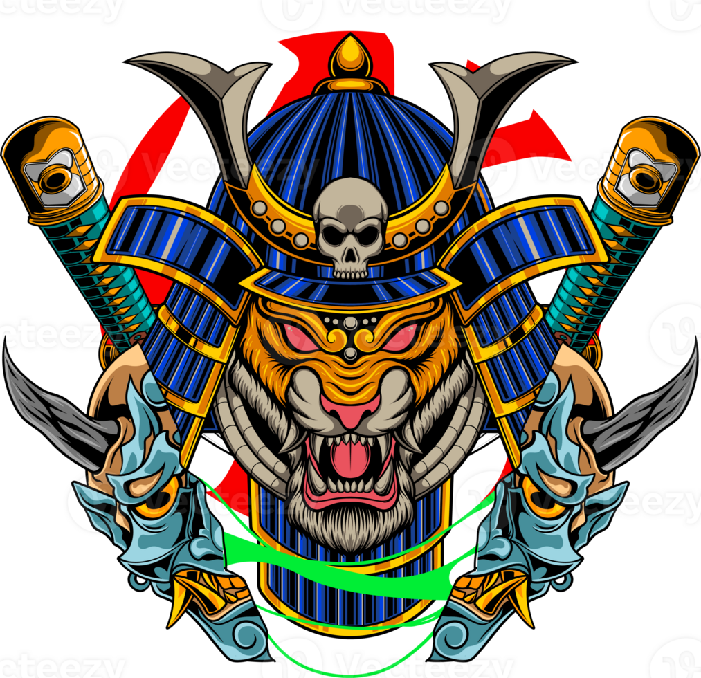 Angry Samurai Tiger - Design png
