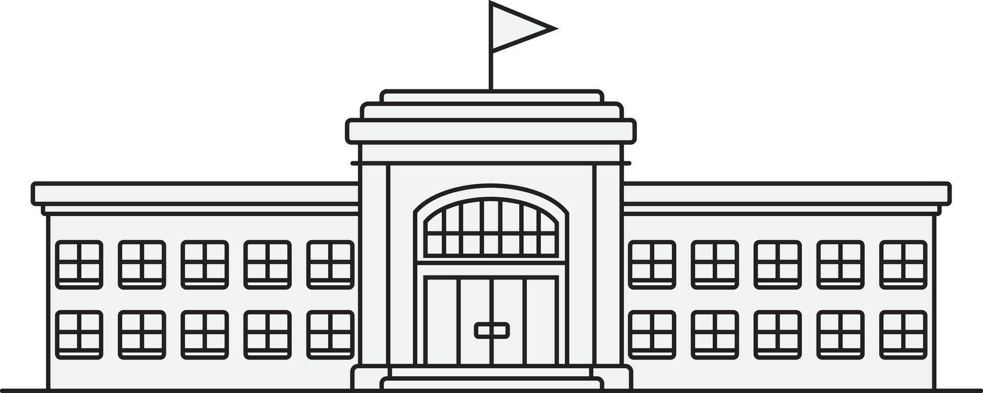 School building house icon illustration. House front view isolated on a white background. Flat style hand drawn illustration vector