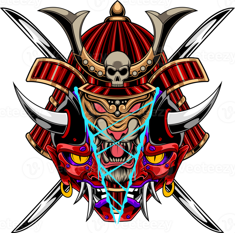 Red Samurai Tiger - Design png