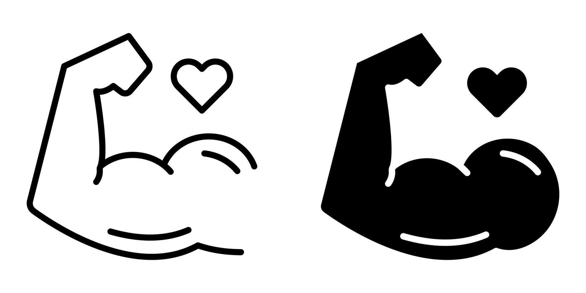 Biceps icon. Muscle man's arm sign. Strength symbol. Gym power pictogram. Bodybuilding illustration. vector