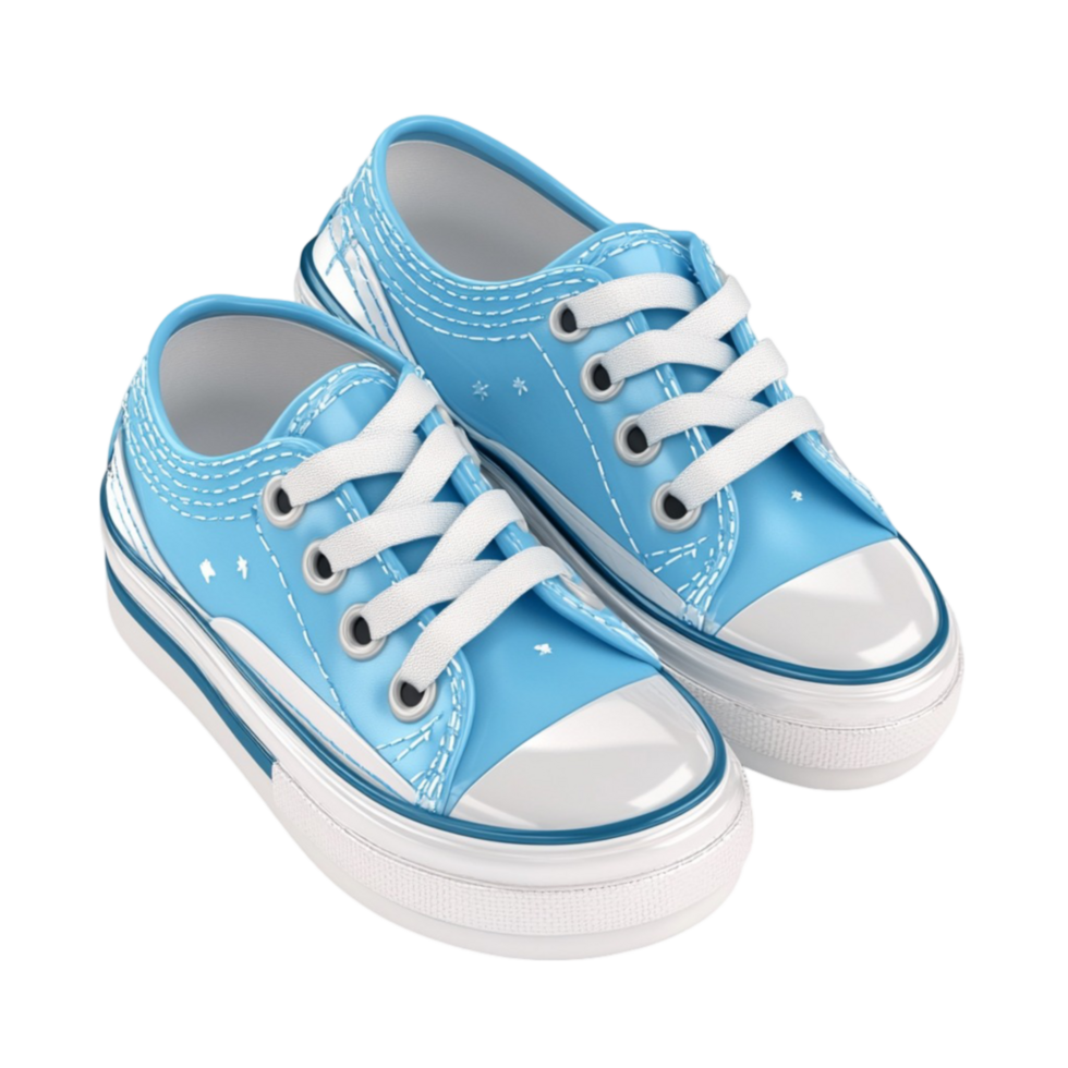 Light Blue Sneakers with Polka Dot Pattern png