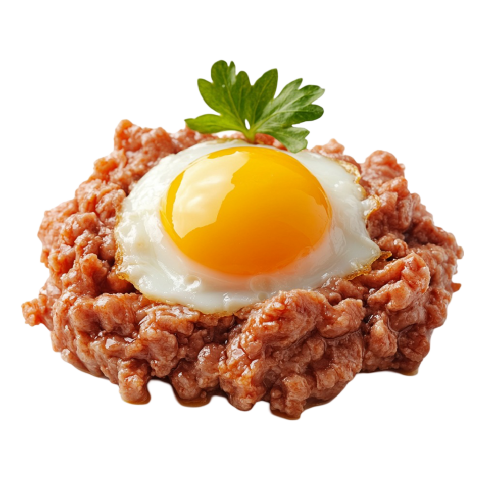 Fried Egg on Bed of Minced Meat png
