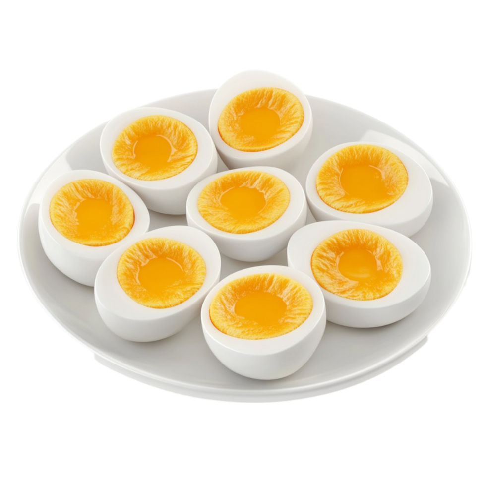 Plate of Egg Halves with Soft Yolks png