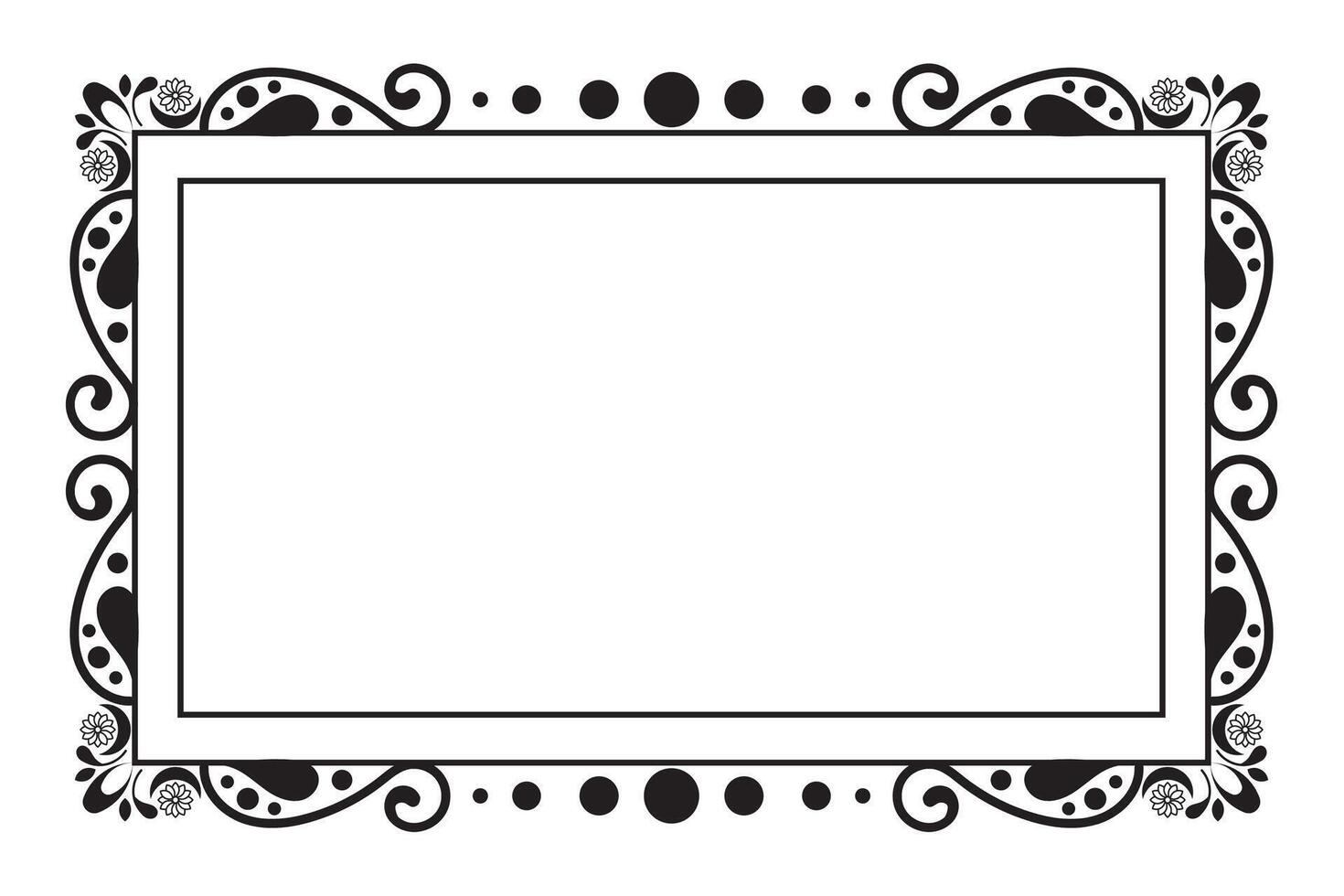 a black and white frame with a decorative border vector