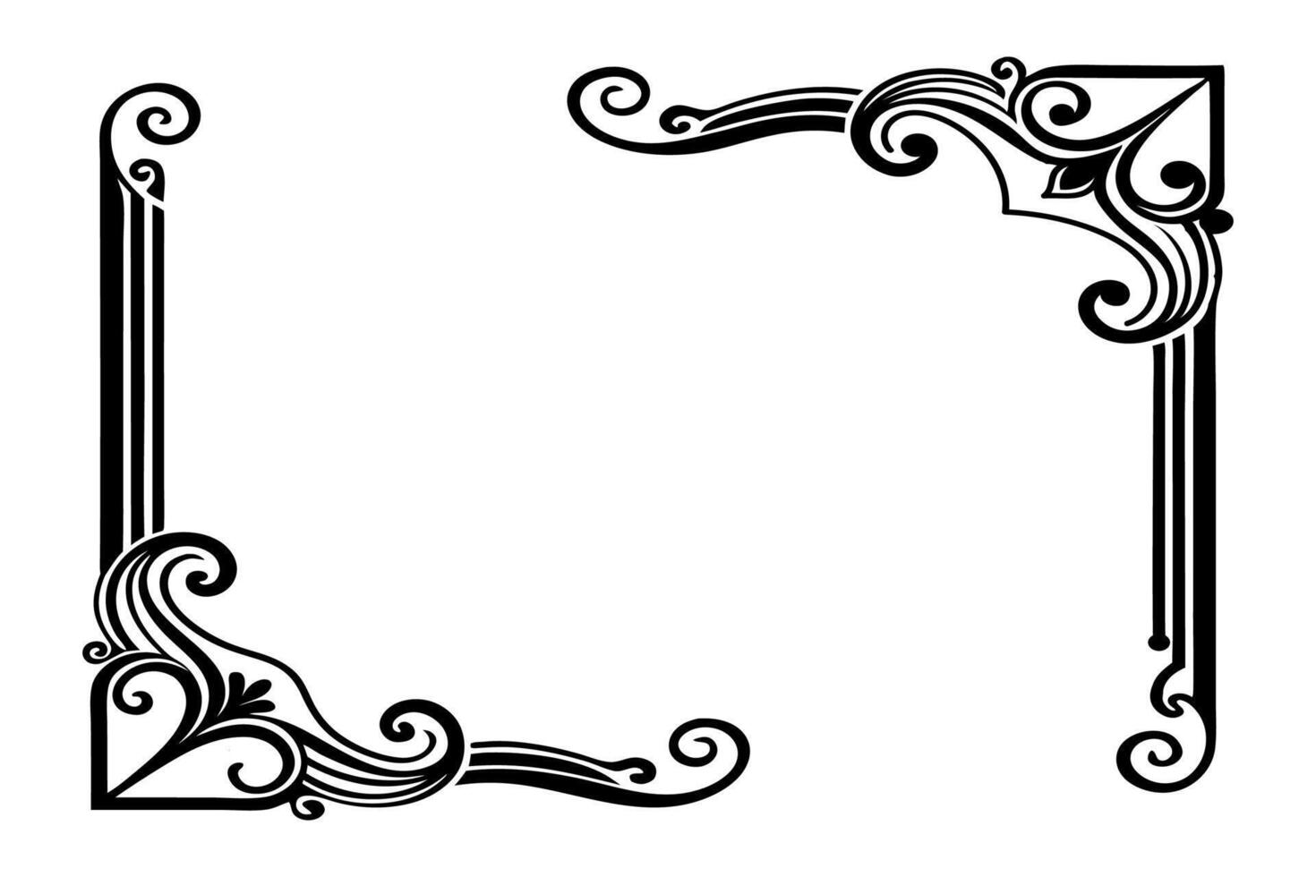 a black and white square frame with swirls vector
