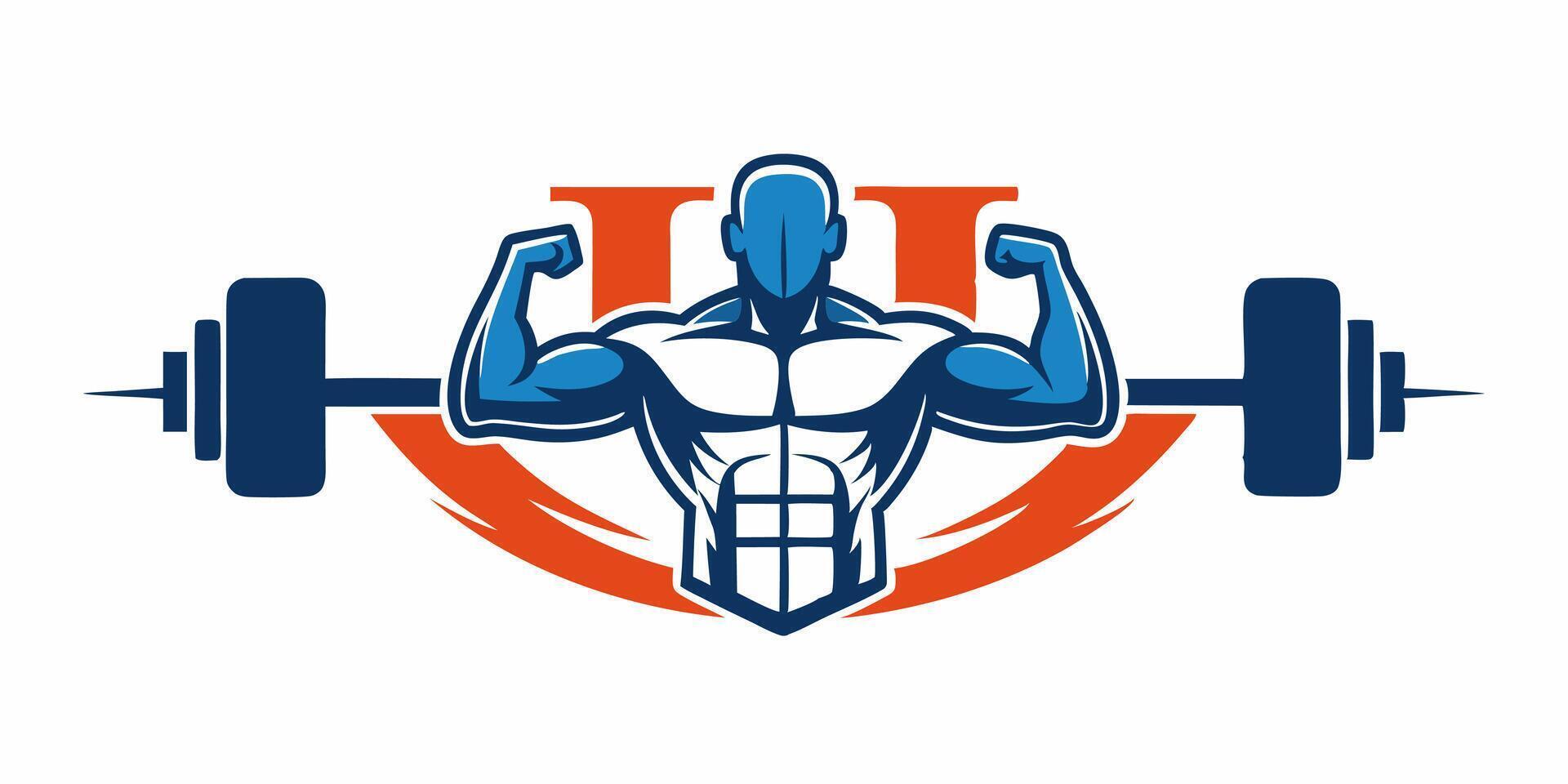 a man with a barbell and a muscle on his back vector
