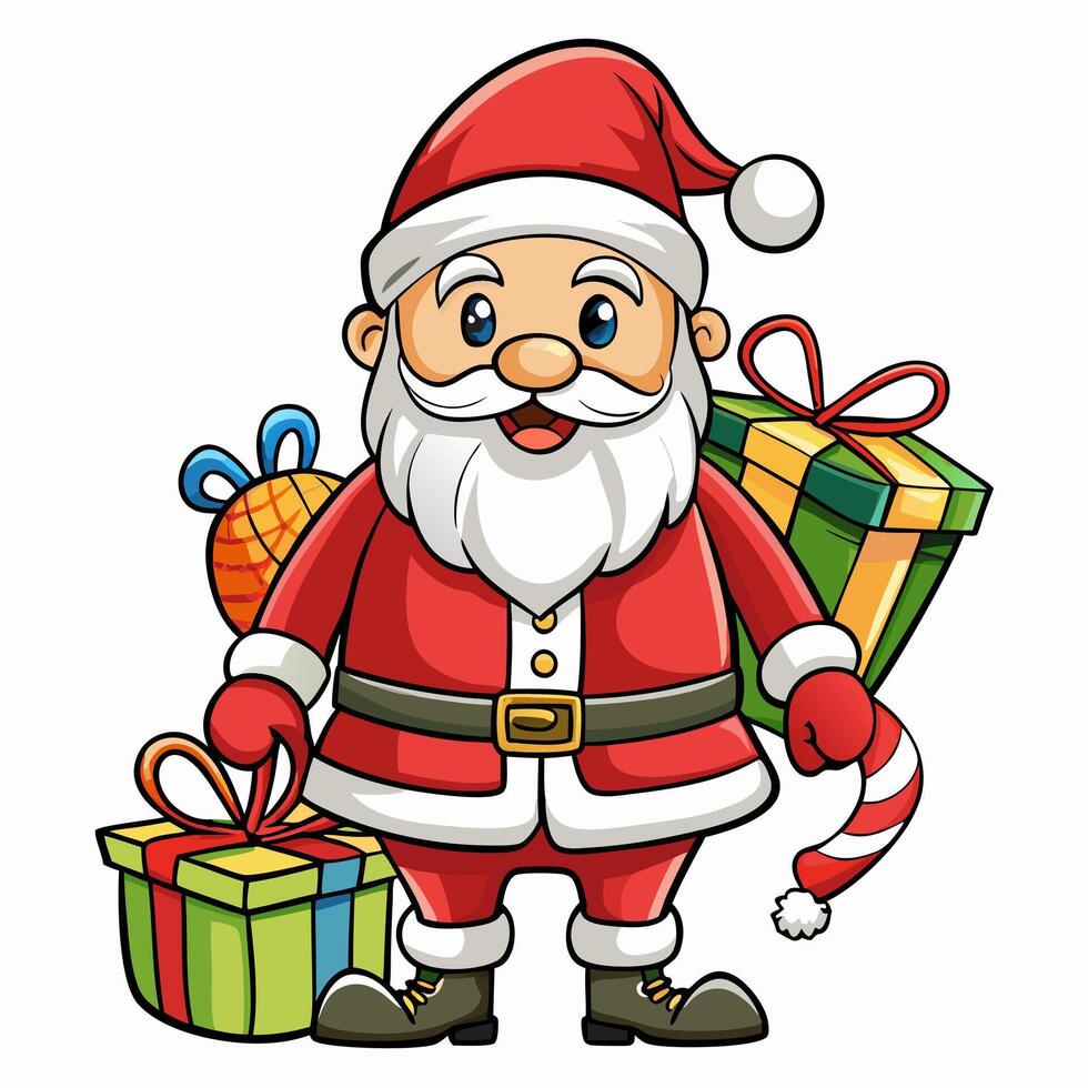 santa claus with gifts clipart vector
