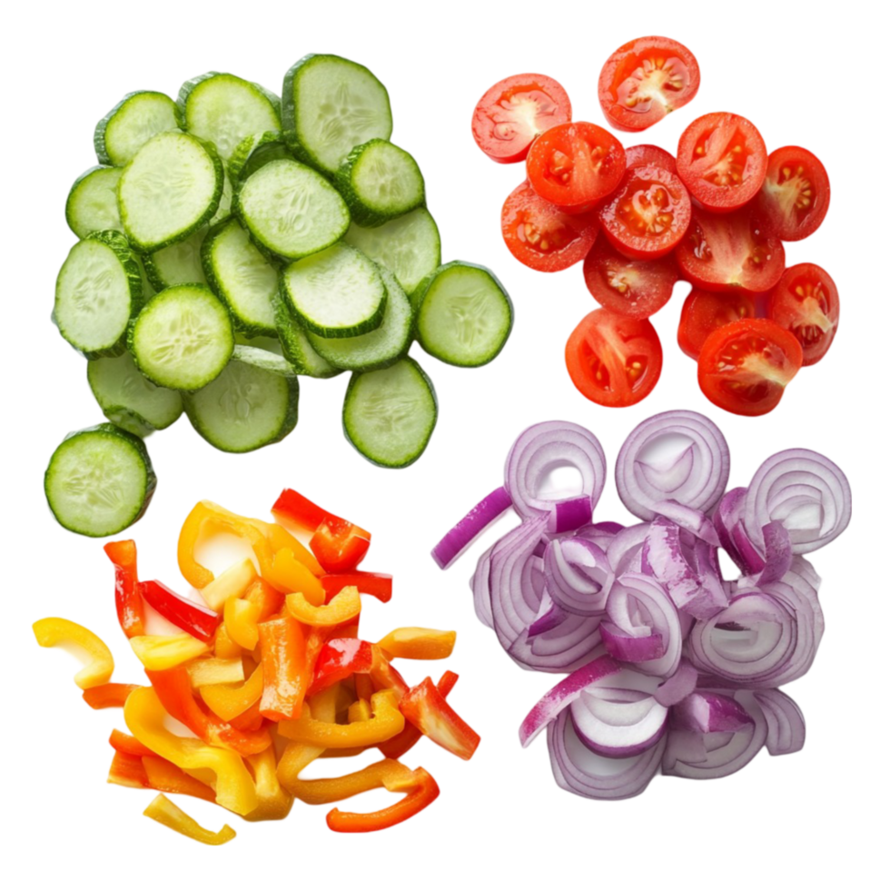 Sliced Vegetables on Transparent Background png