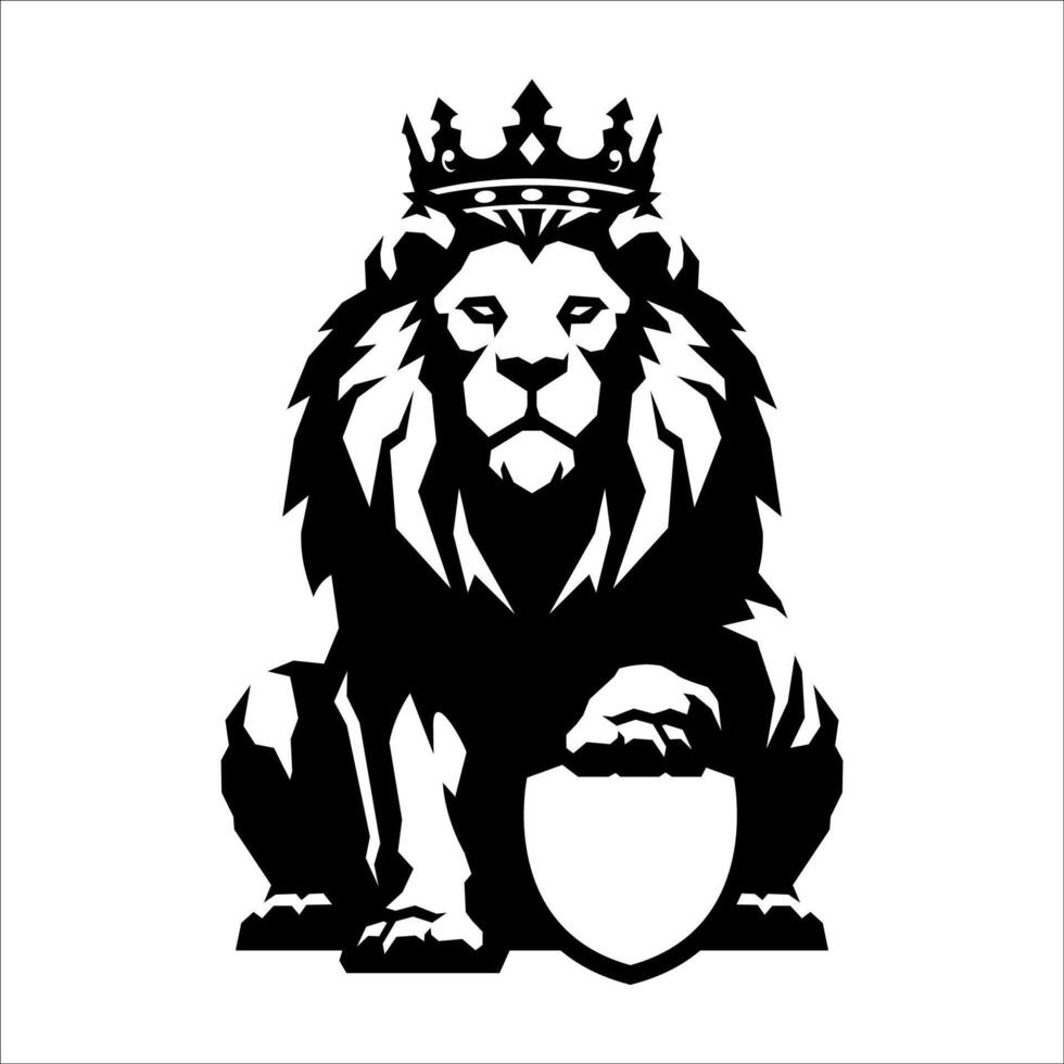 LION KING HOLDING SHIELD ILLUSTRATION vector