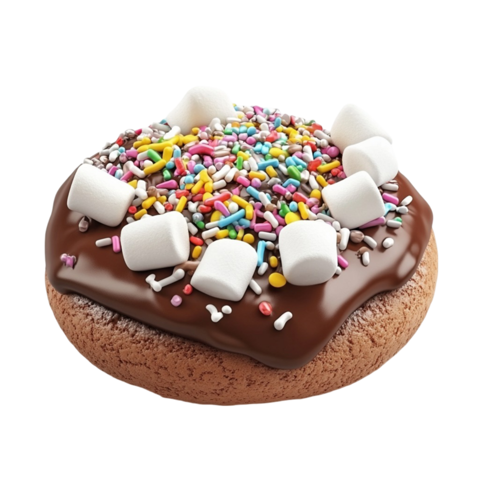 Chocolate Donut with Sprinkles and Marshmallows png