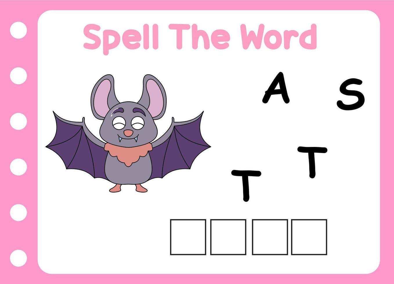 spell the word of bats . cute little bats vector