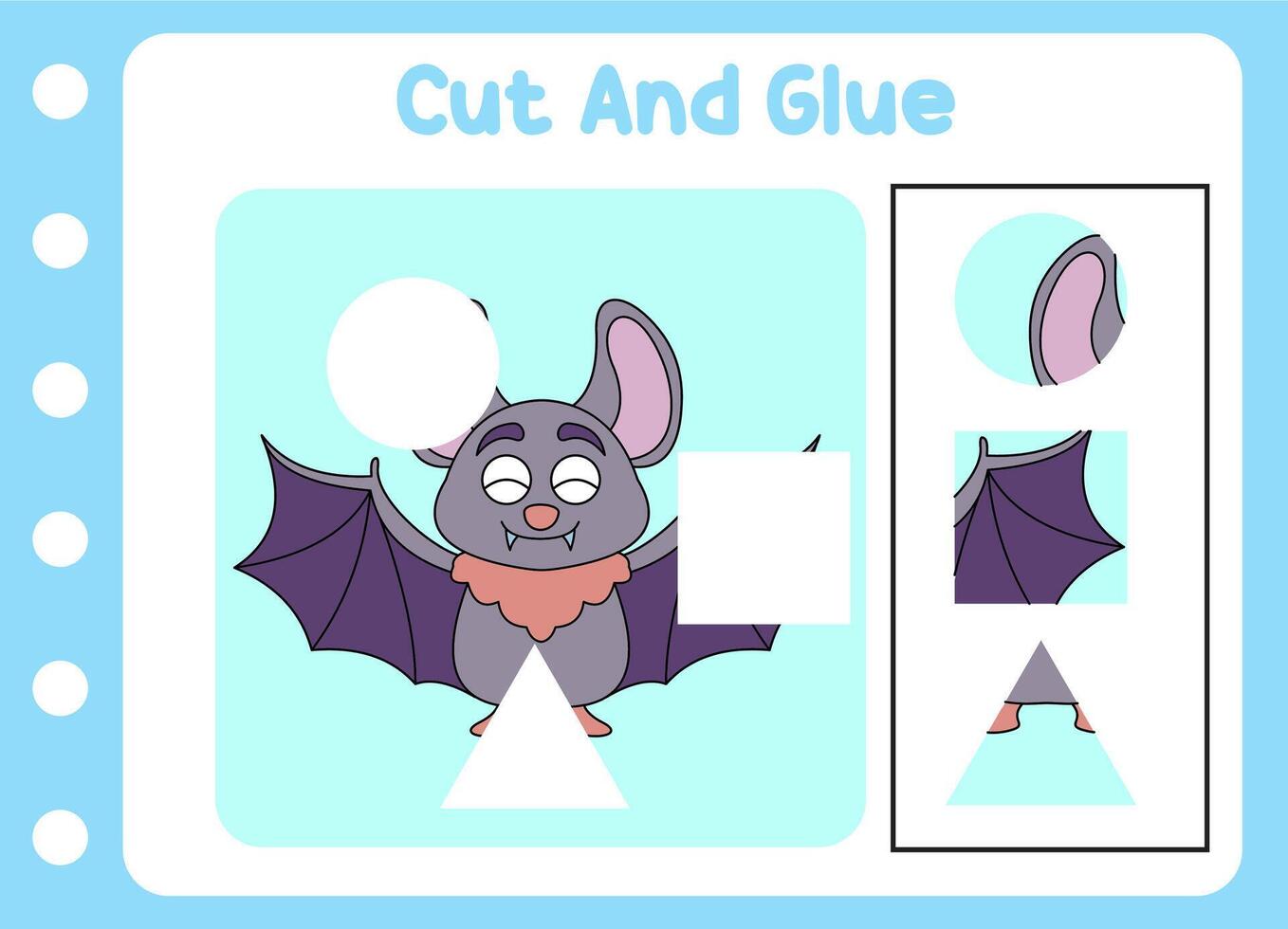 cut and glue for kids. cute bats. puzzle game . vector