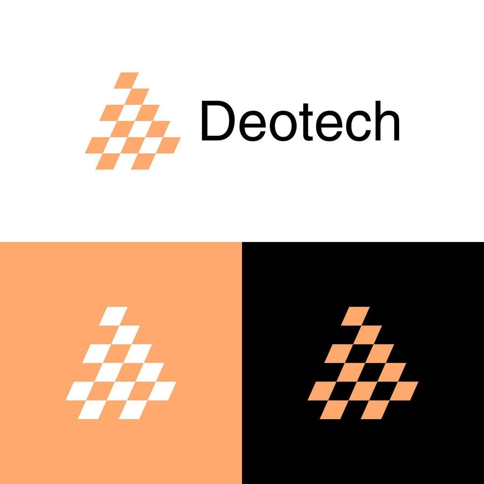 Abstract D playful, fast, technology logo design for company vector