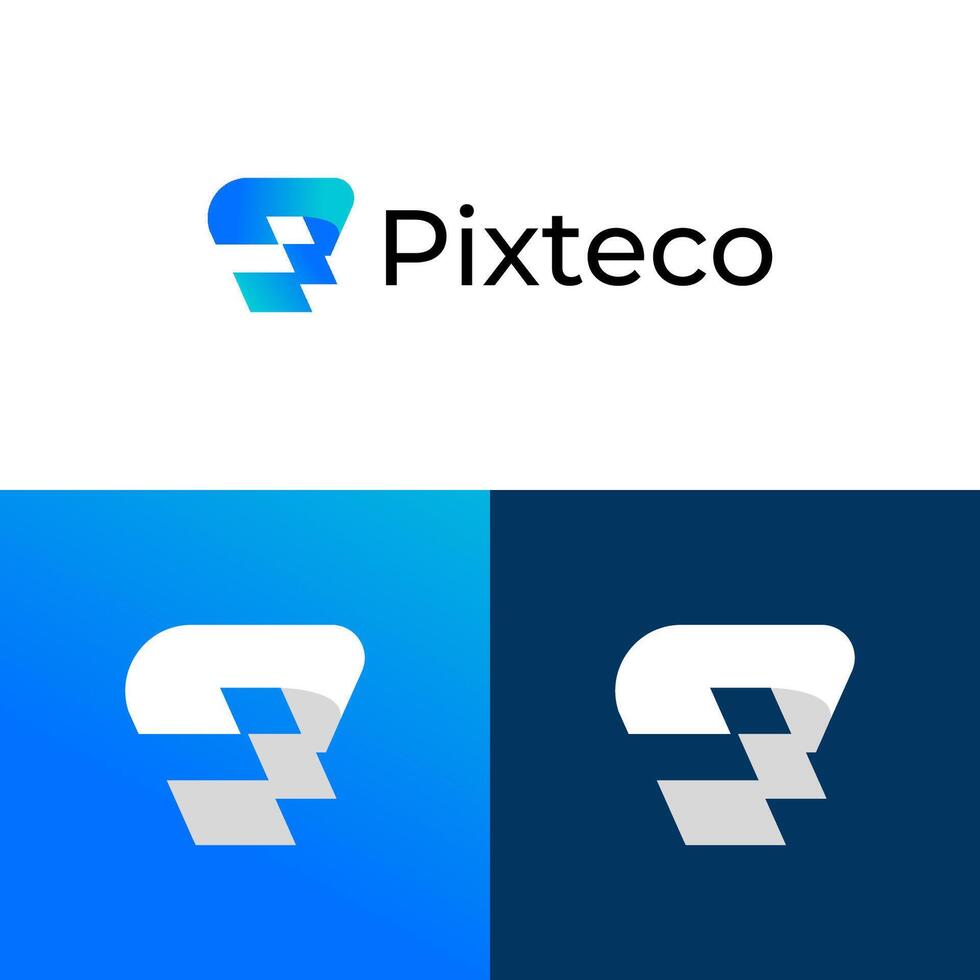 P technology company logo design design vector