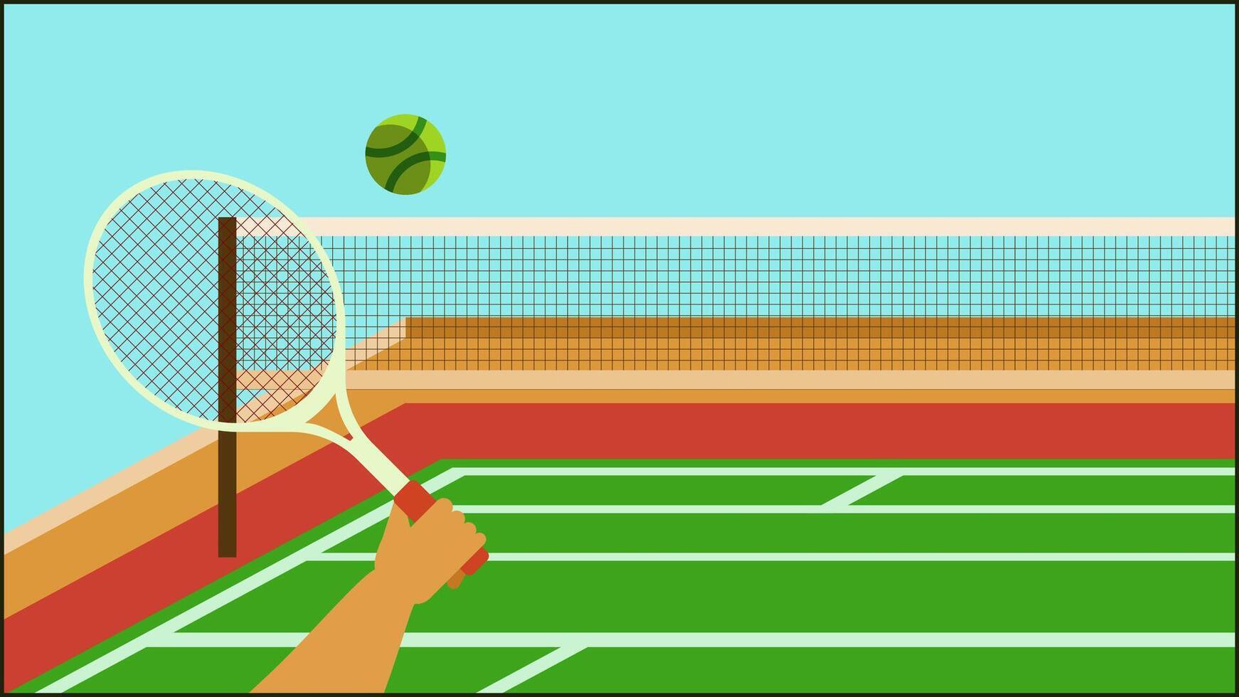 tennis racket and ball on court vector
