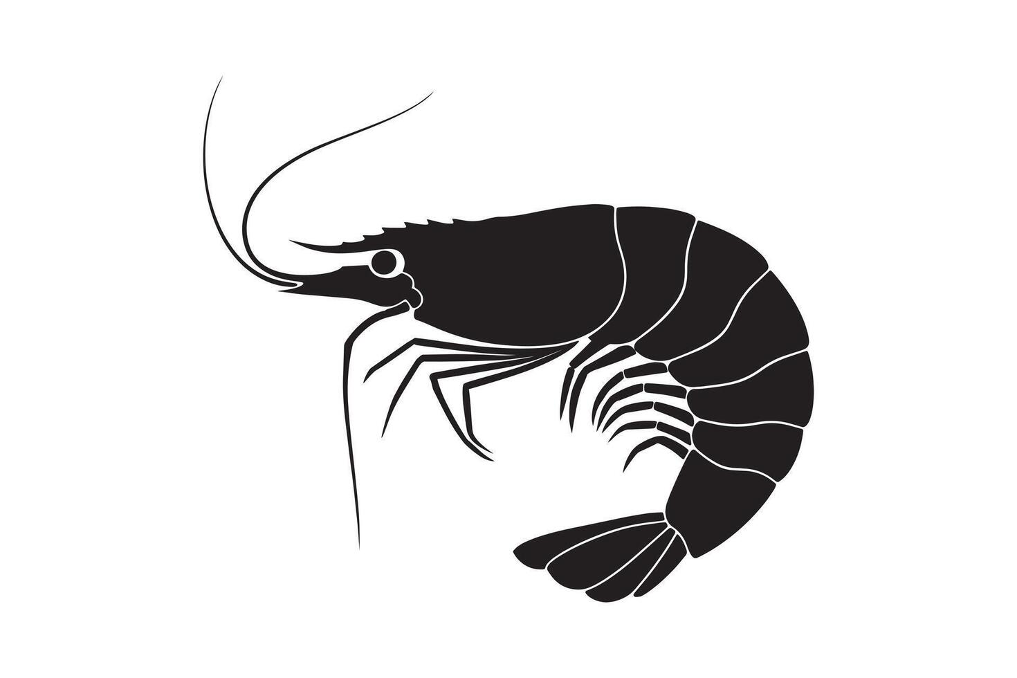 Shrimp Art Black Silhouette Clean Shrimp Silhouette for Design Projects vector