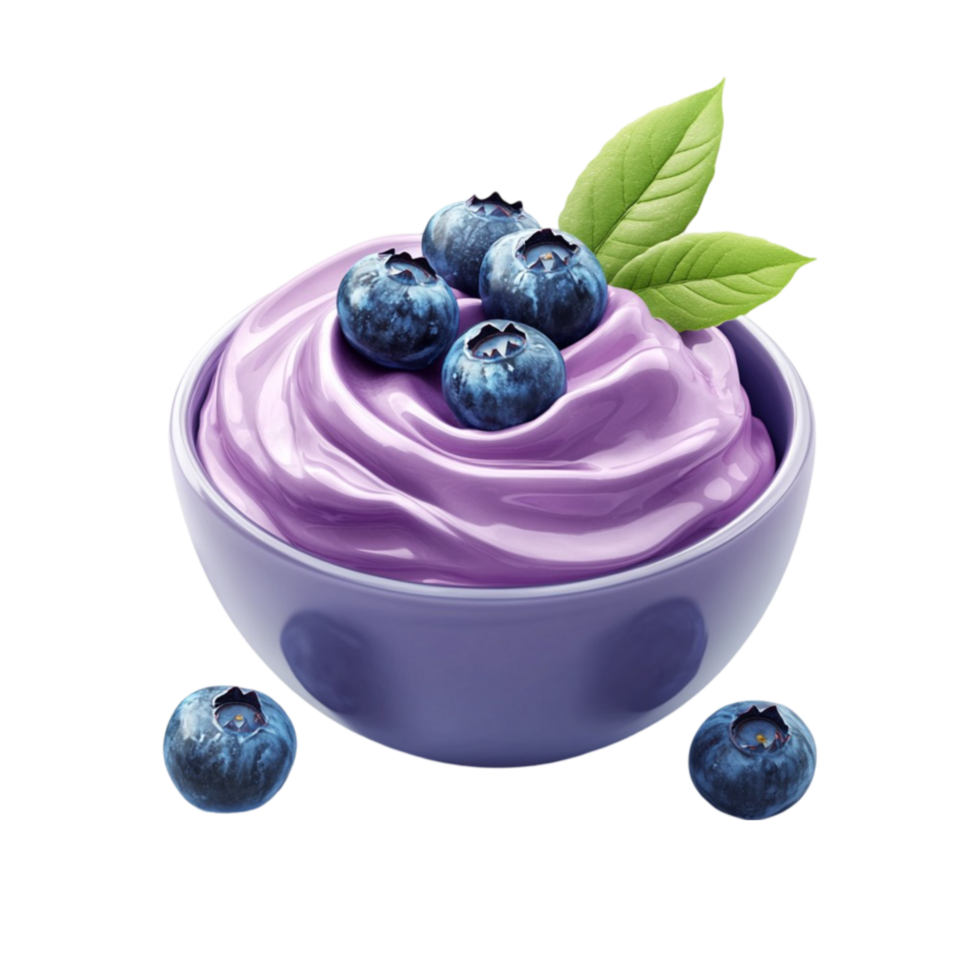 Blueberry Yogurt with Green Leaf png