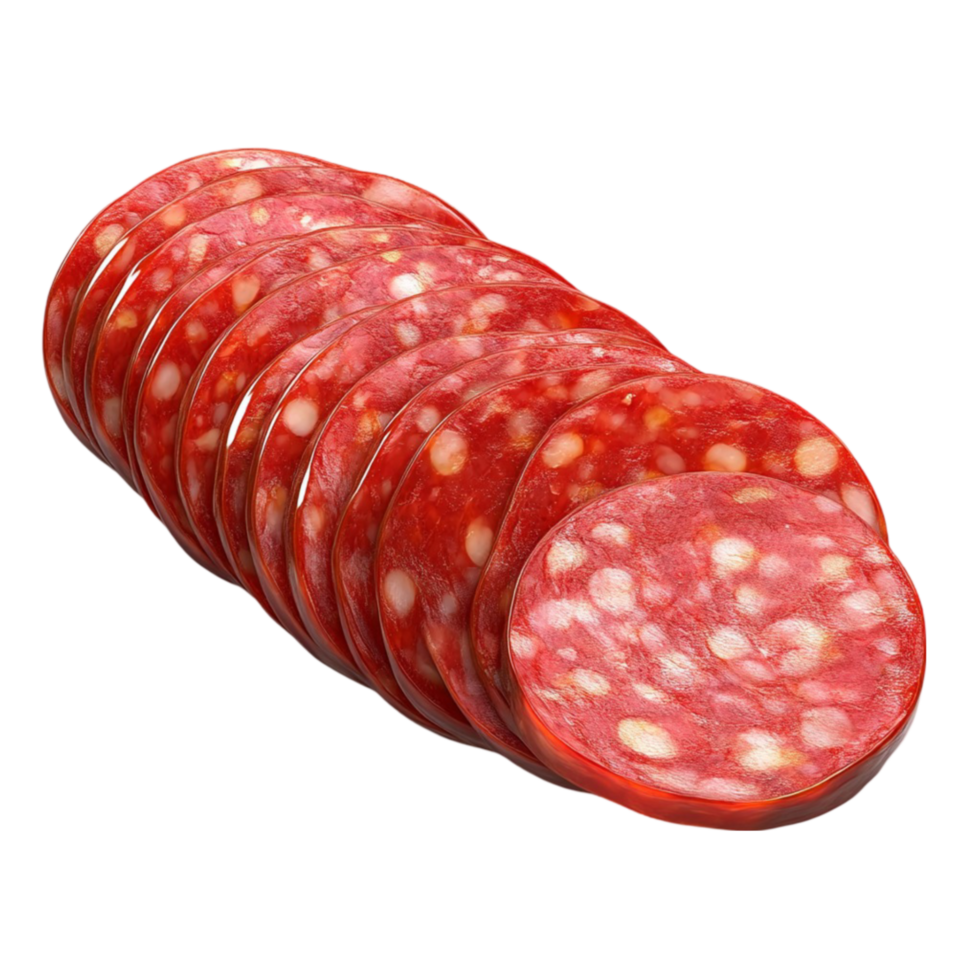rebanado salami en transparente antecedentes png