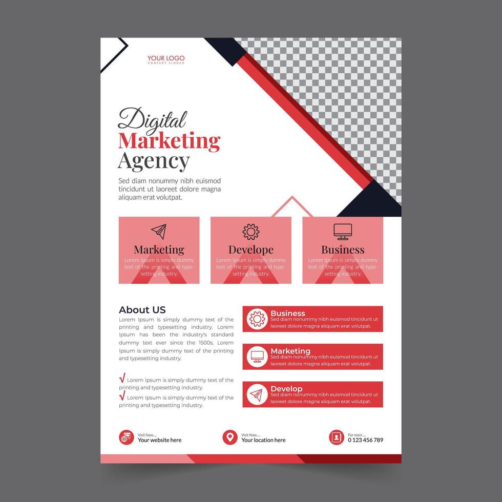 Business flyer design corporate flyer template geometric shape poster design brochure gradient abstract magazine background space for photo vector