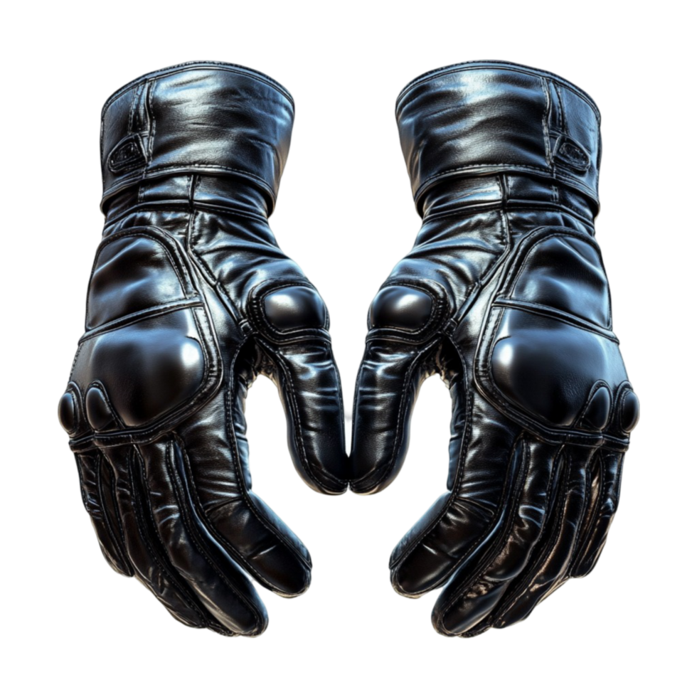 Black Leather Motorcycle Gloves png