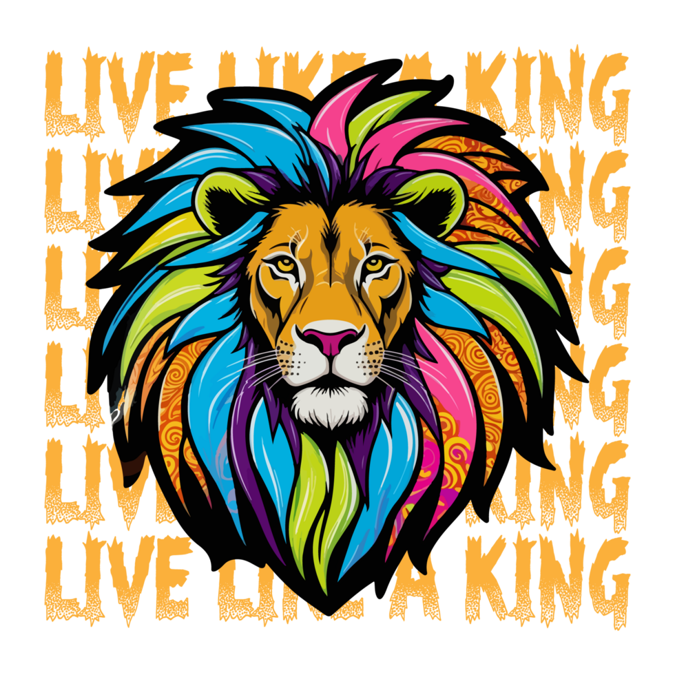 Creative t-shirt design based on wild lion png
