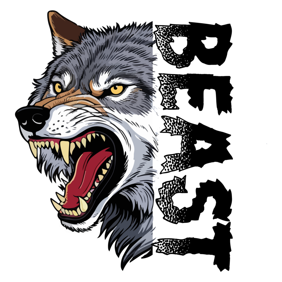 Creative t-shirt design based on wild wolf png