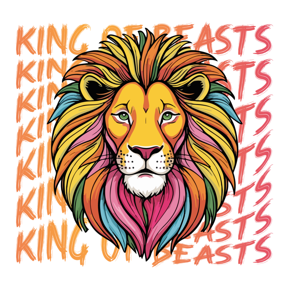Creative t-shirt design based on lion png