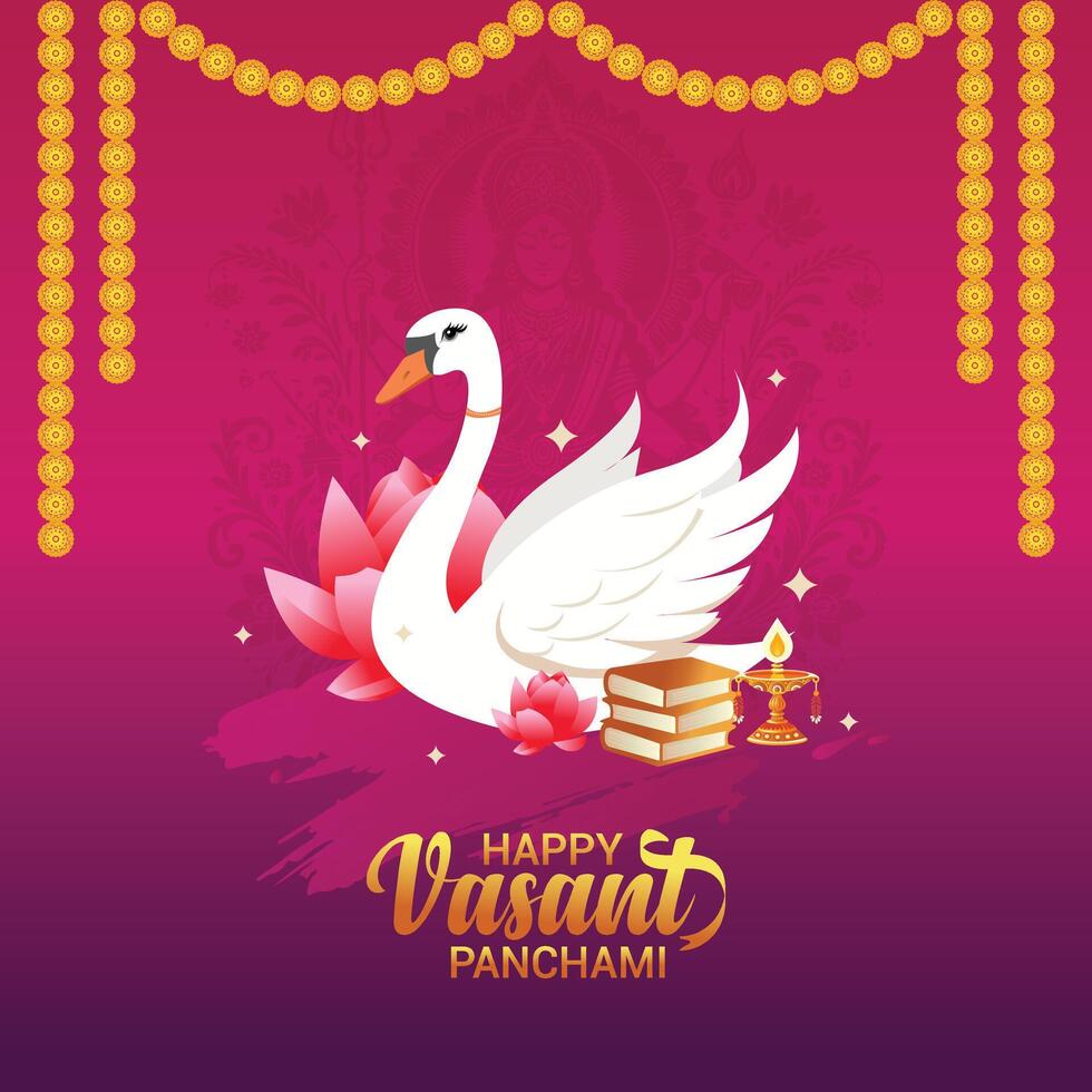 illustration of happy vasant panchami indian festival background vector