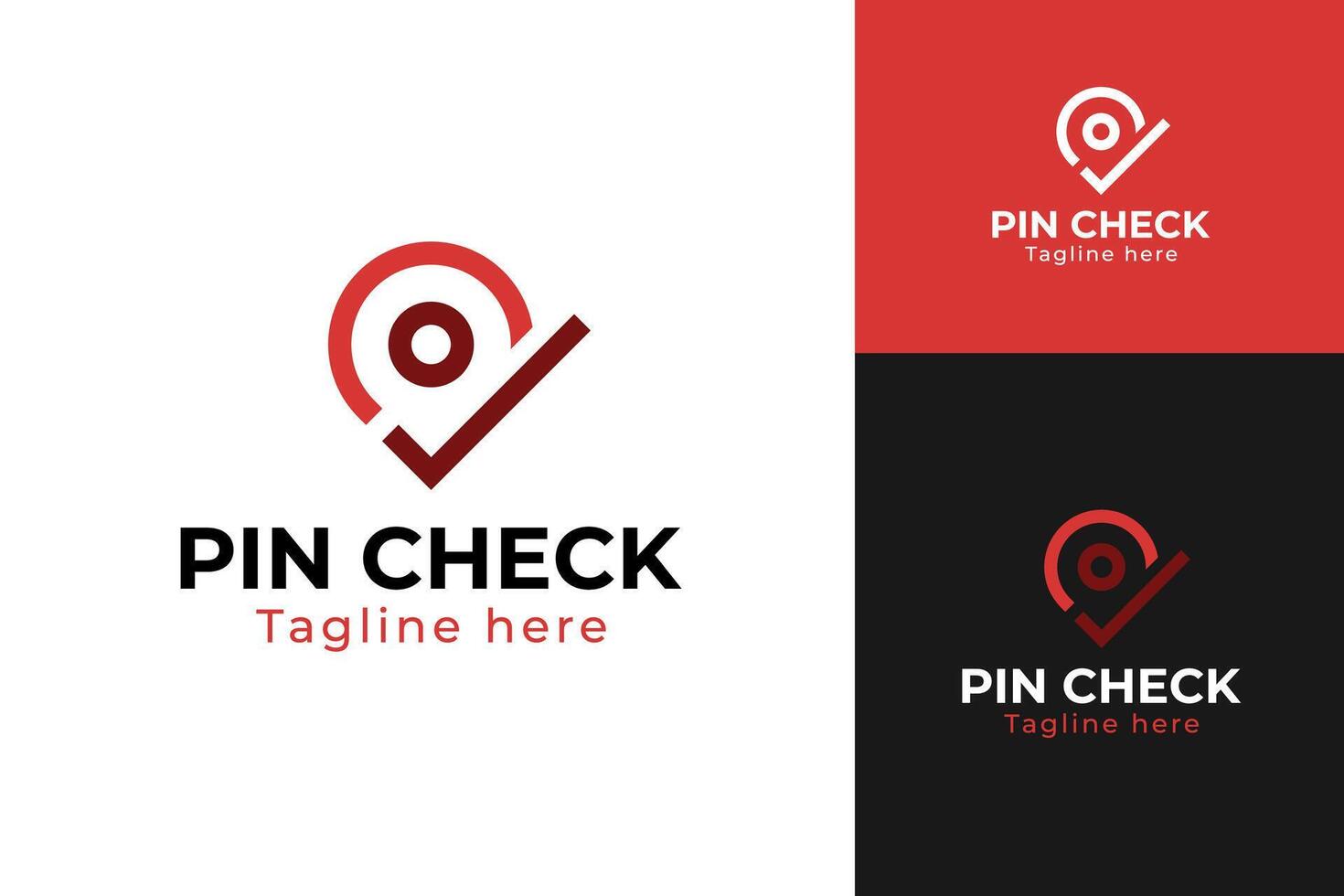 Pin logo design with check icon template illustration vector