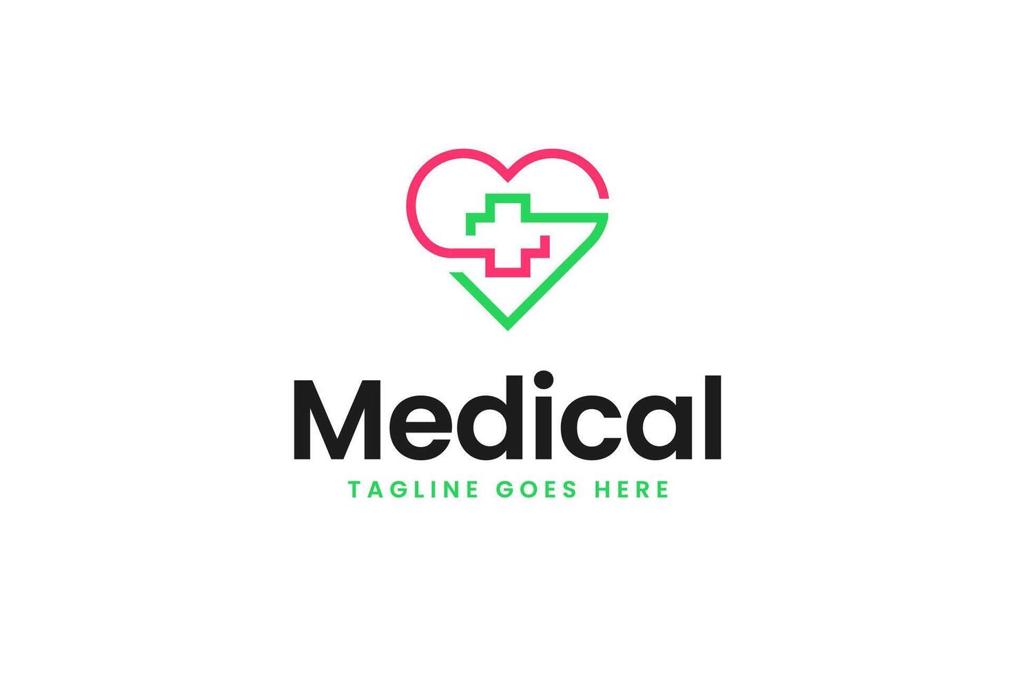 Healthcare logo design template with heart and medical cross symbol illustration vector