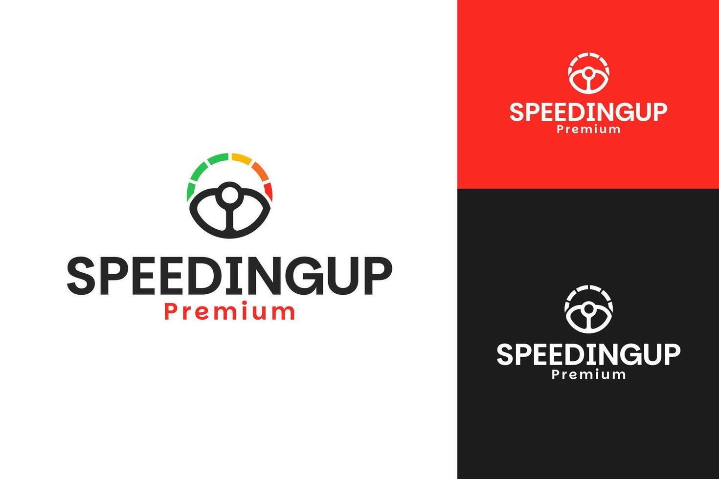 Steering wheel and speedometer logo design template illustration idea vector