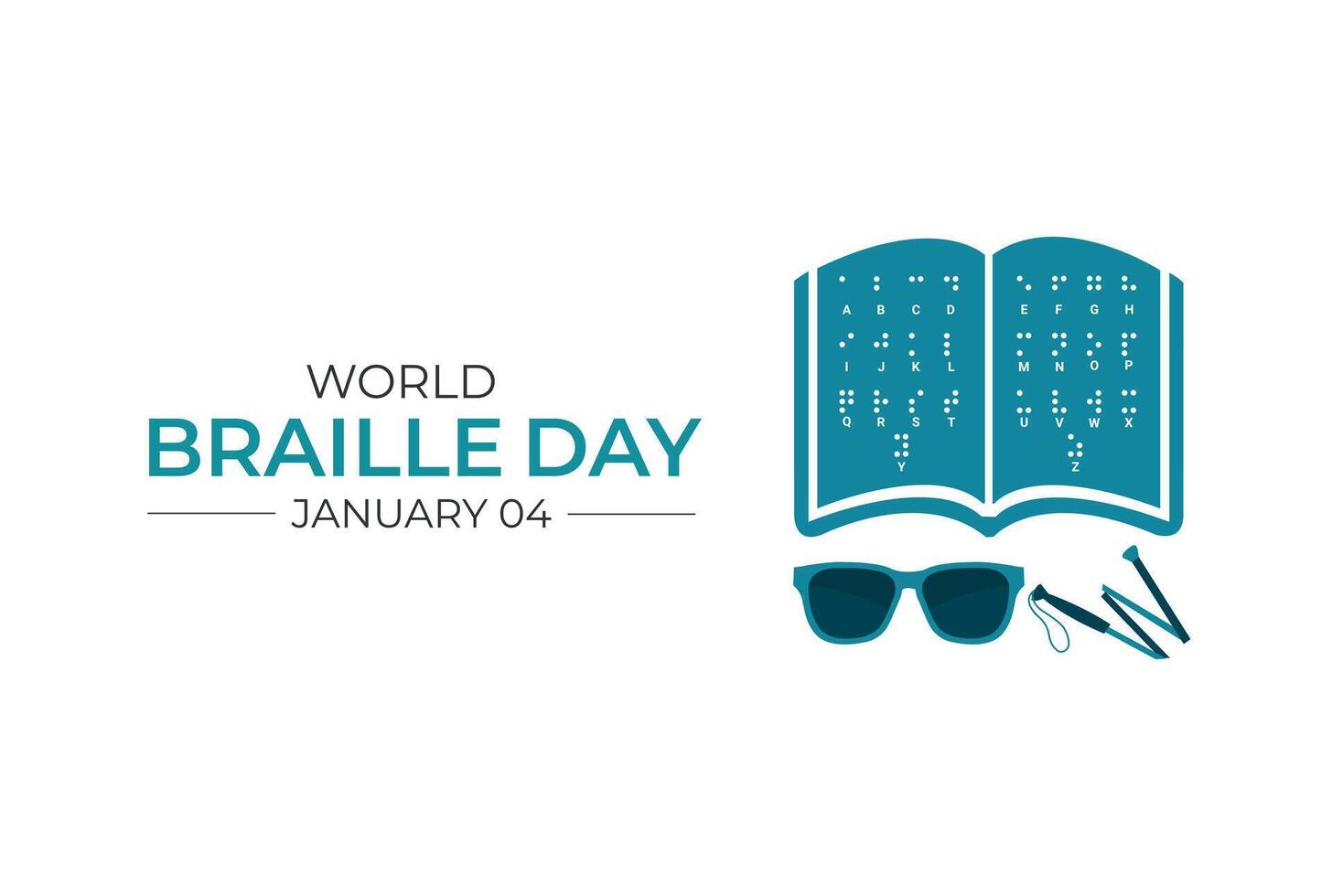 World Braille Day. 4 January. Template for background with banner, poster and card. flat illustration. Flat design. vector