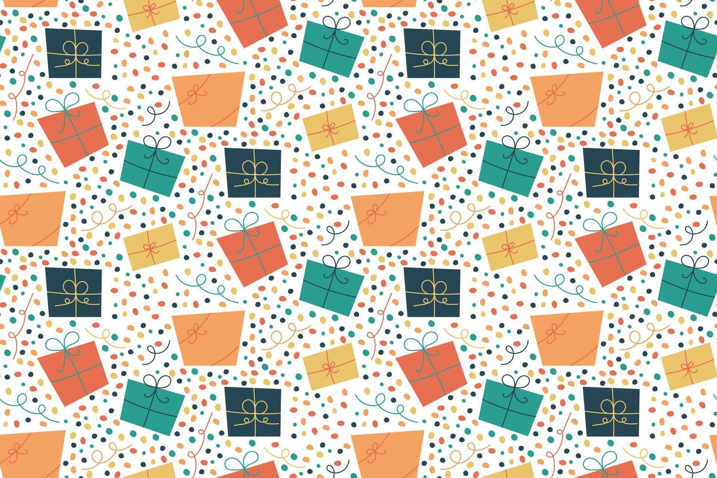 Seamless pattern with gift boxes. Festive design for Christmas, New Year or Birthday. For cards, fabric, wrapping paper. illustration vector