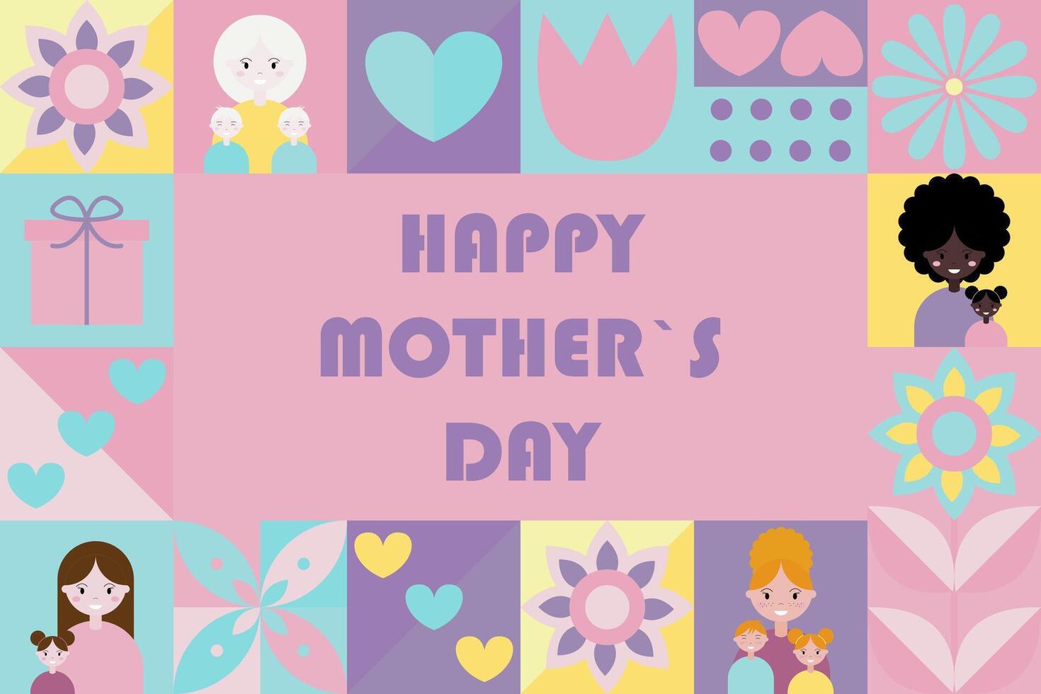 Happy Mothers Day. Modern template design for background, banner, greeting card, poster with text inscription. illustration vector