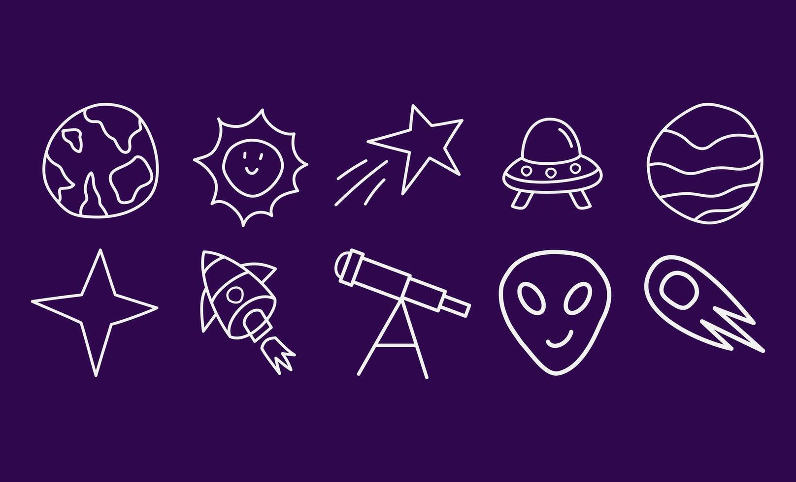 Set of hand drawn space icon design template. vector