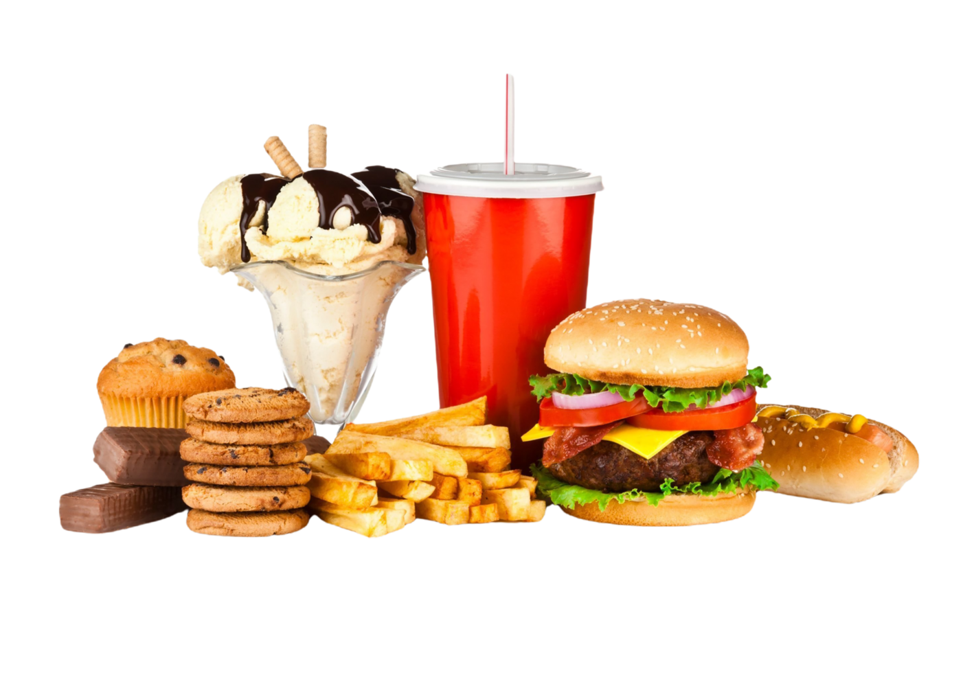 Fast food and drinks on a transparent background png