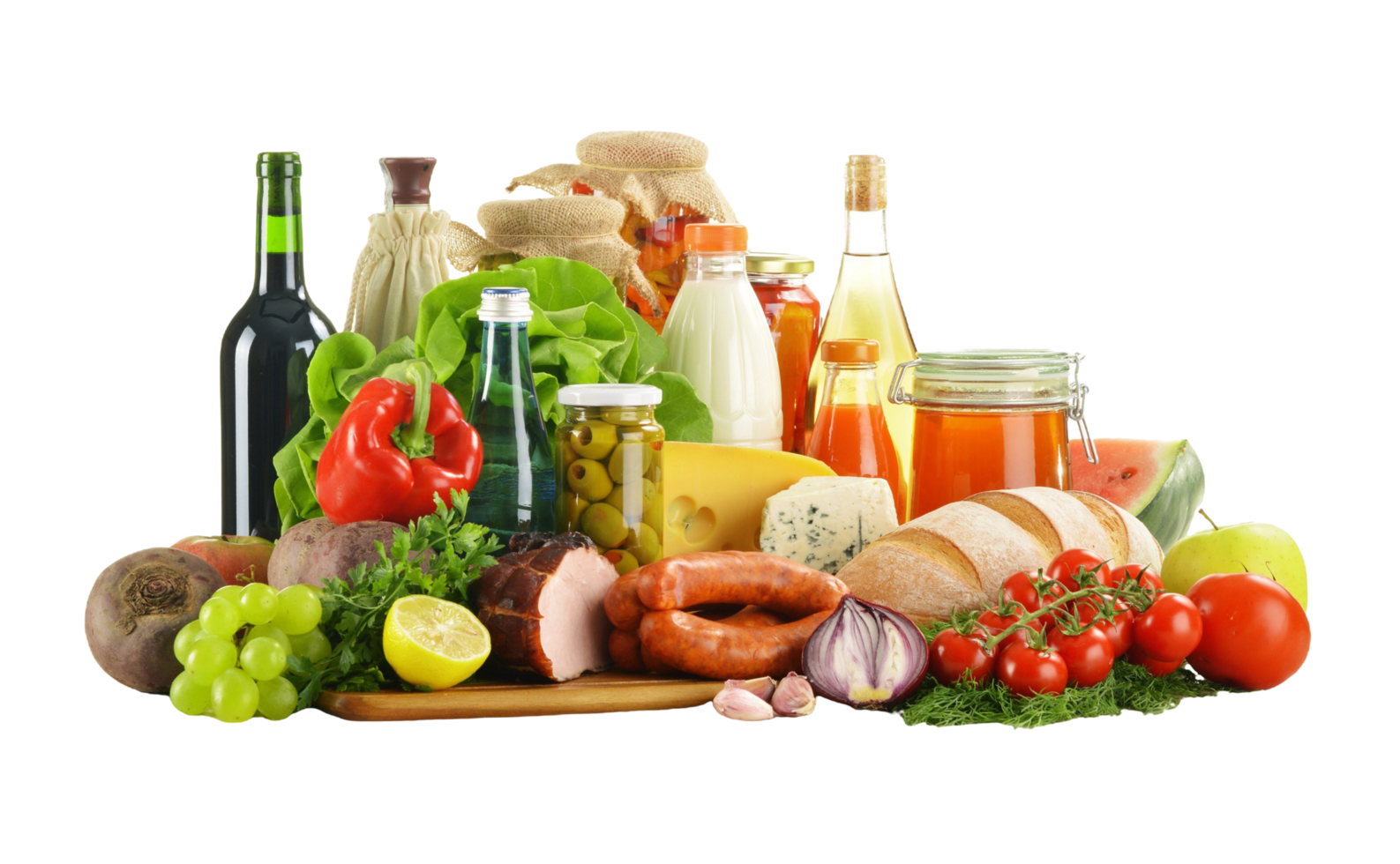 Foods and beverages on a transparent background png
