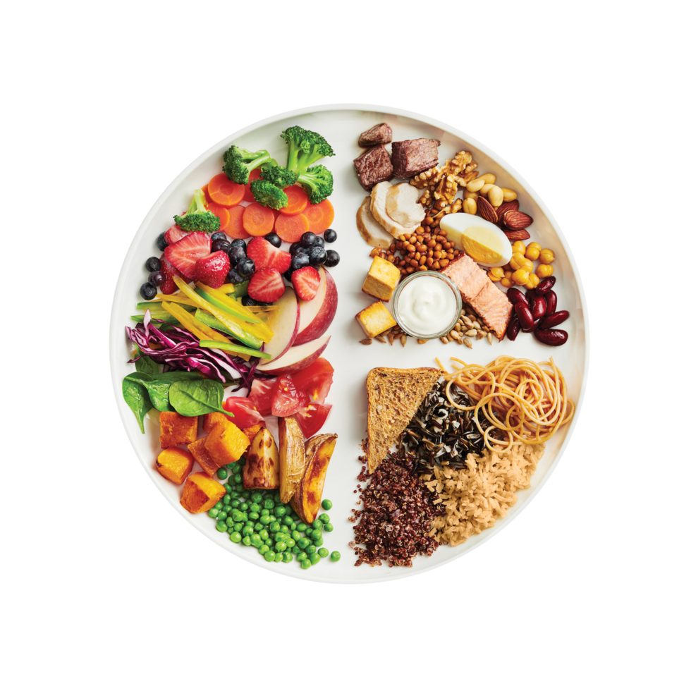 A plate with food on it and a transparent background png