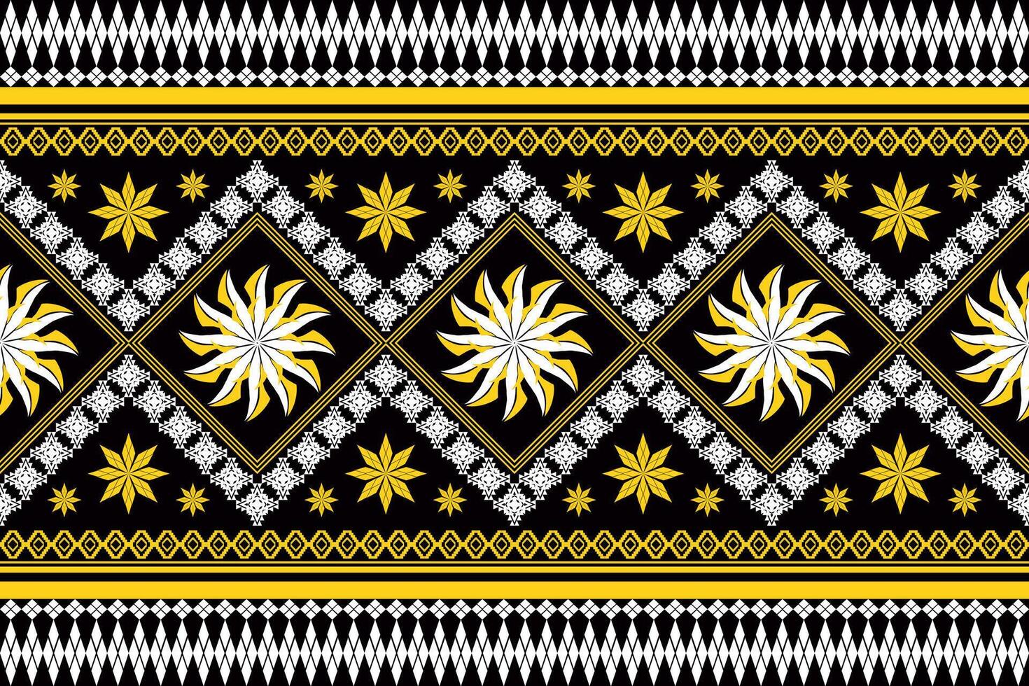Geometric ethnic embroidery patterns design on black background vector