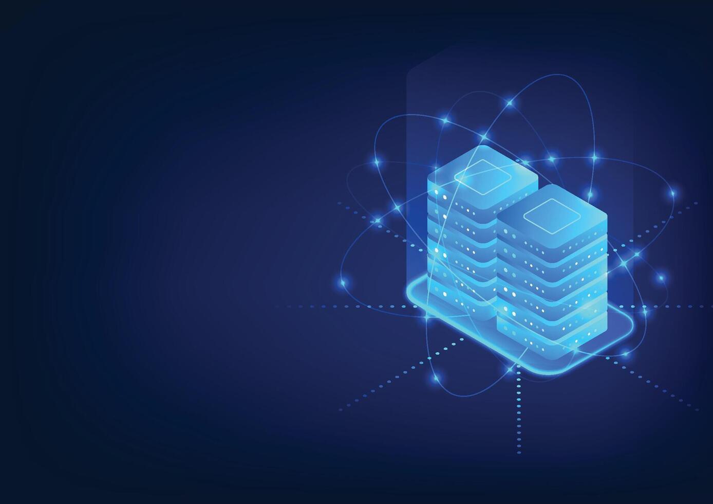 Server attached technology involves connecting storage to a server that is accessible over the Internet and provides high security. vector