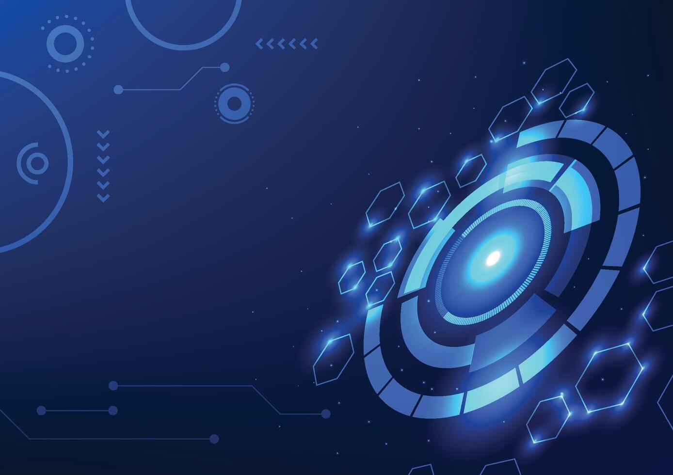 Abstract technology background. Technology circle with elements components representing data processing and display, illustration, poster, wallpaper. vector