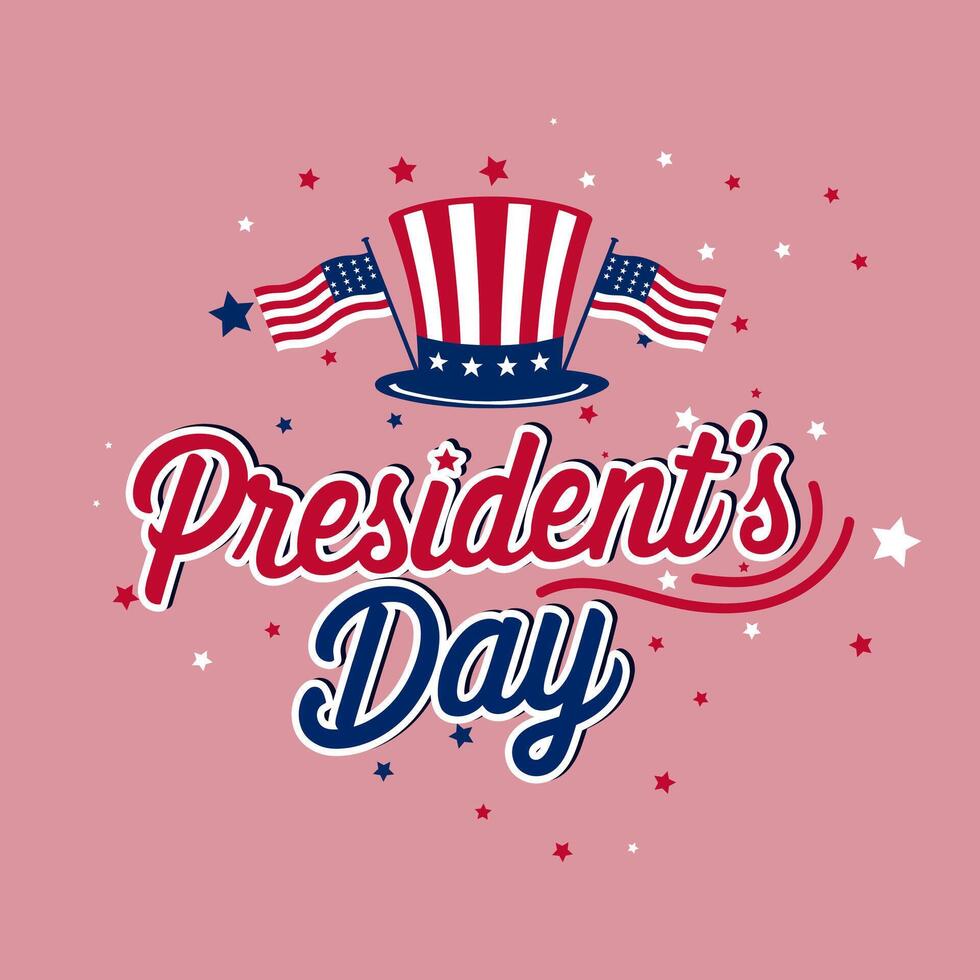 Presidents Day Typography Template. Isolated American Hat Solid Background vector