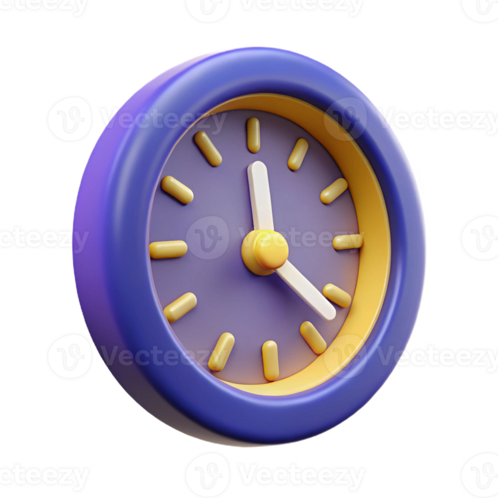 Blue clock isolated 3d render png