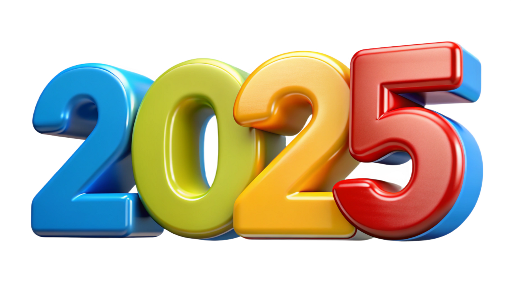 colorful number year 2025 png