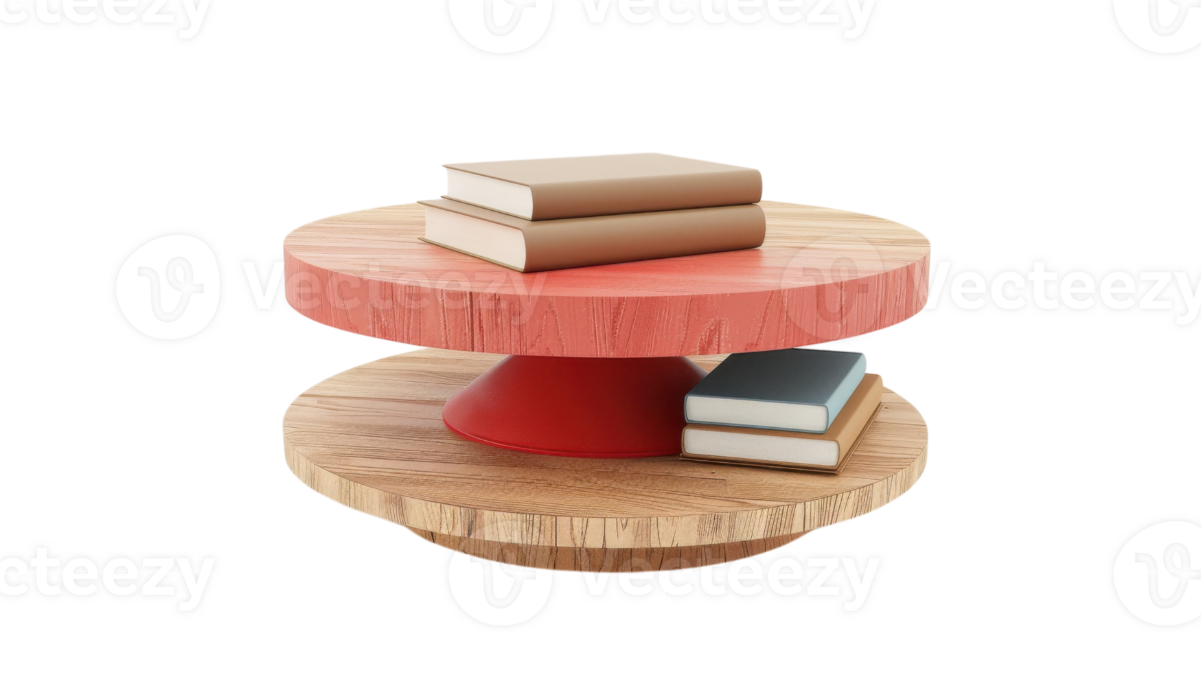 A stack of books on a wooden table png