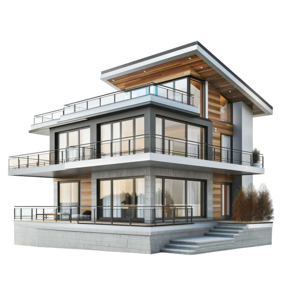 Modern house with balcony png