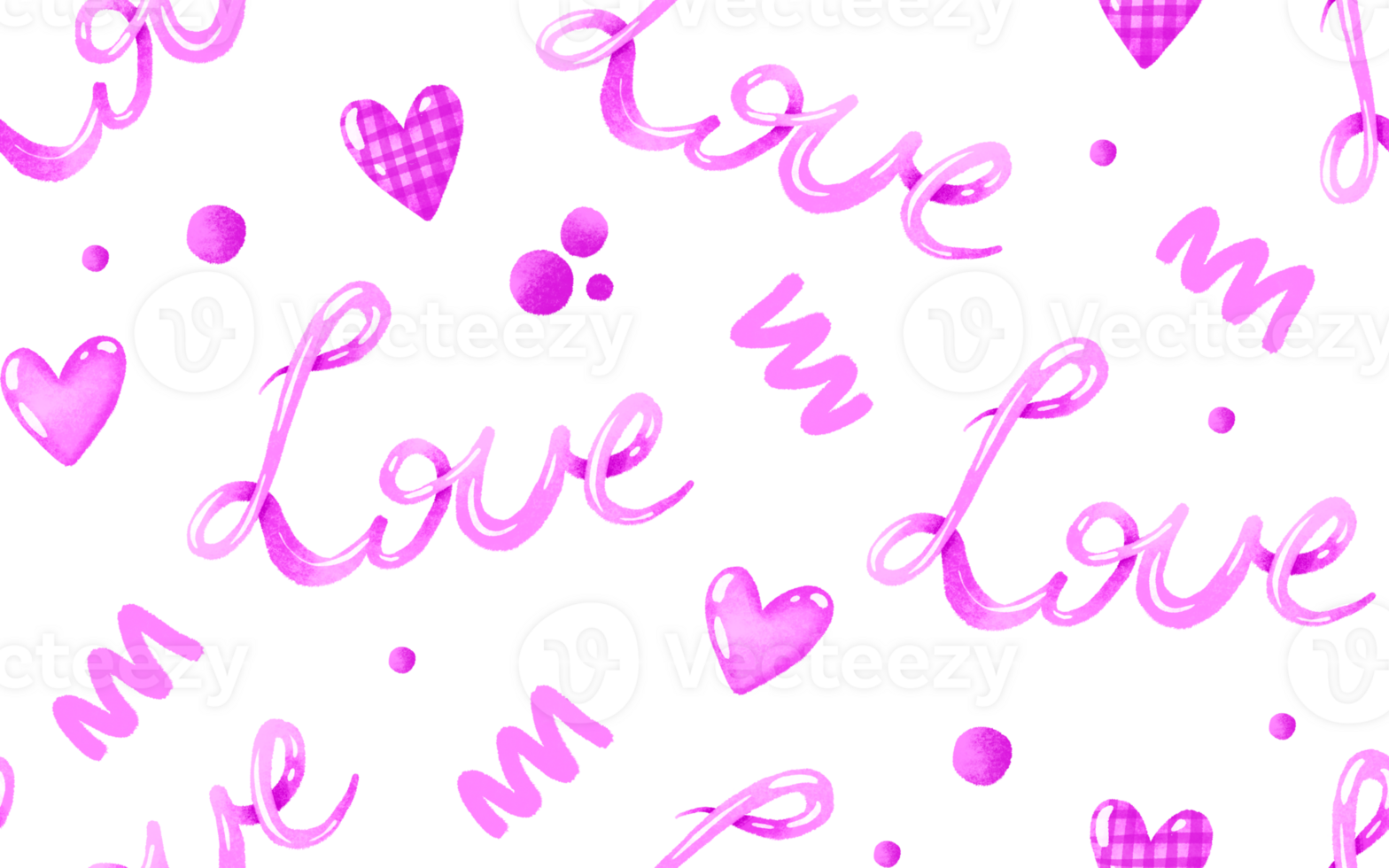 Seamless pattern with handwritten love word. Valentines day background for lovers, telationship, sweethearts. Love day png