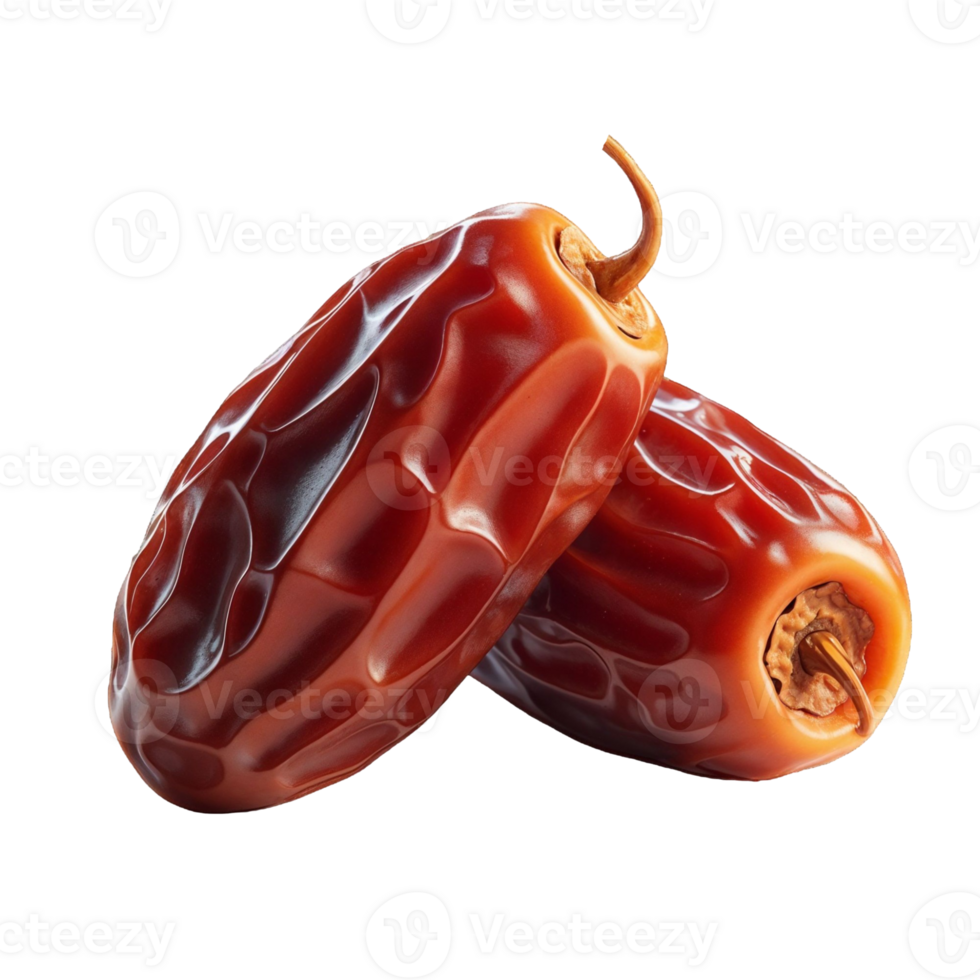 two fresh dates with a glossy texture, a symbol of traditional iftar isolated on transparent background png