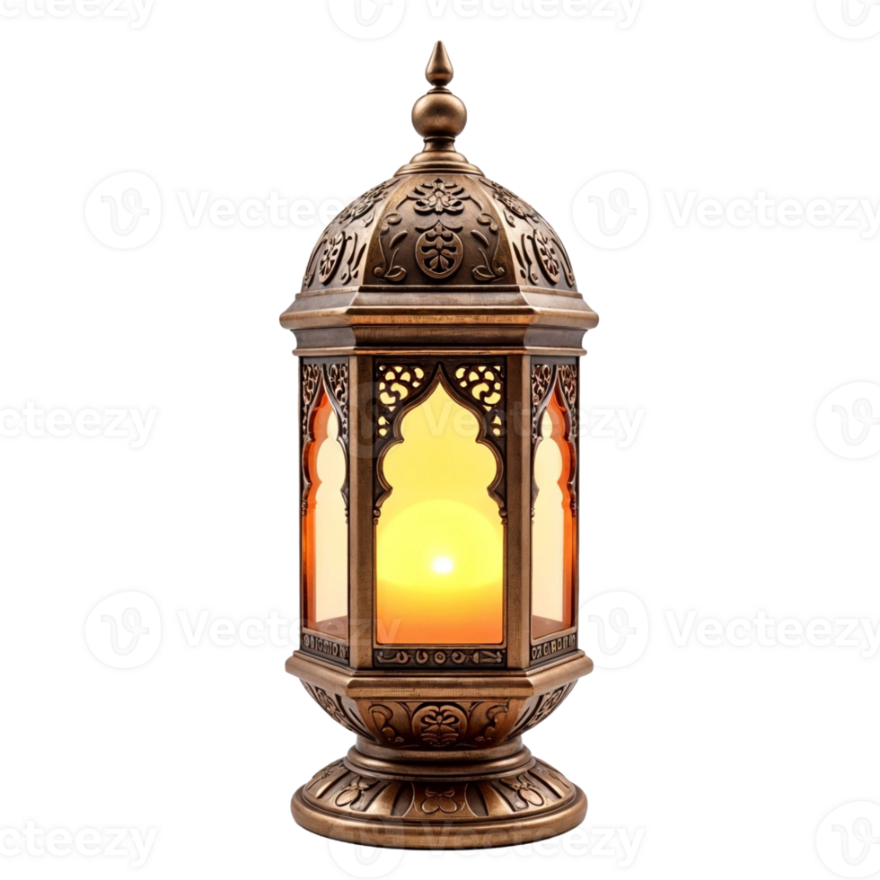 traditional arabian lantern with intricate design and glowing light isolated on transparent background png