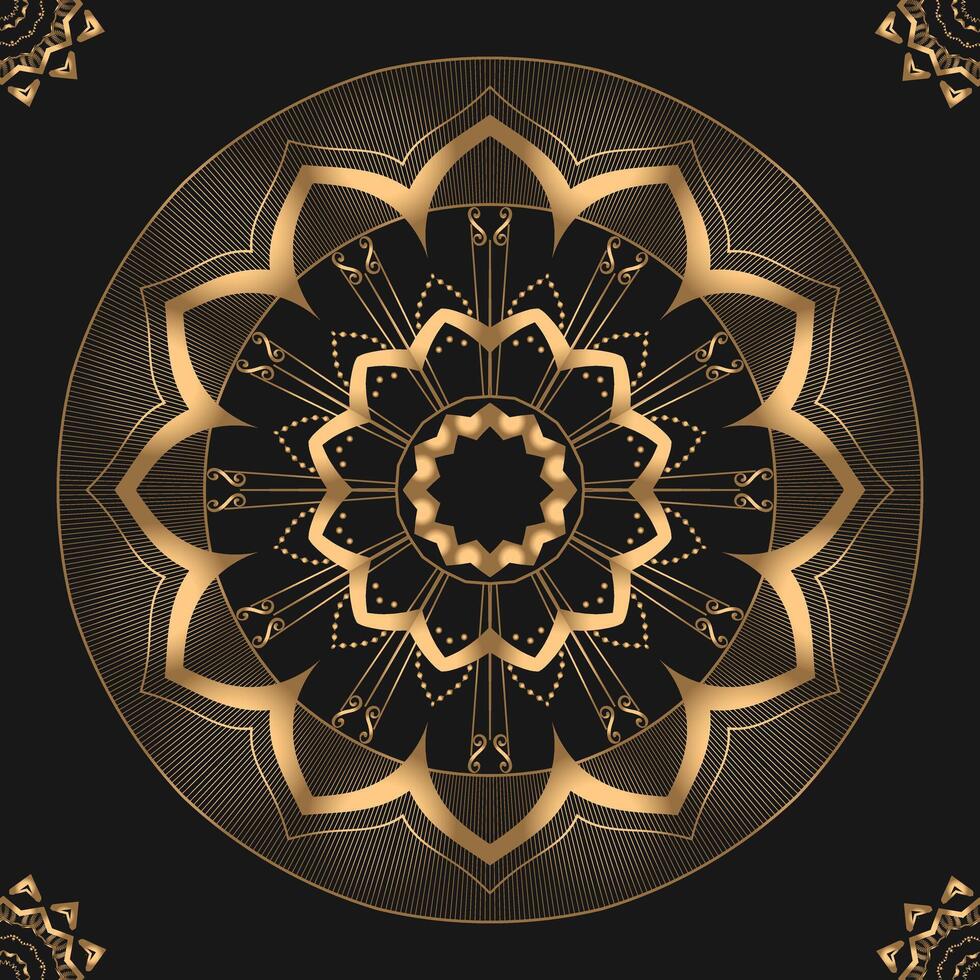 Beauty of Mandala Art Stunning Gold Patterns on Black Canvas vector